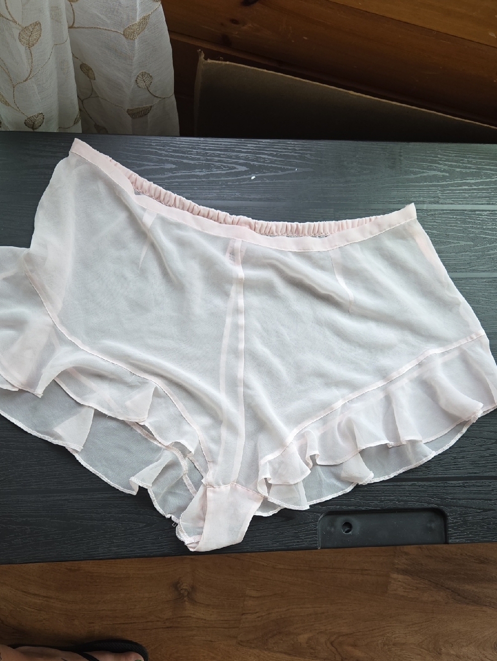 Victoria's Secret Pale Pink Ruffled Sheer Sleep Shorts
